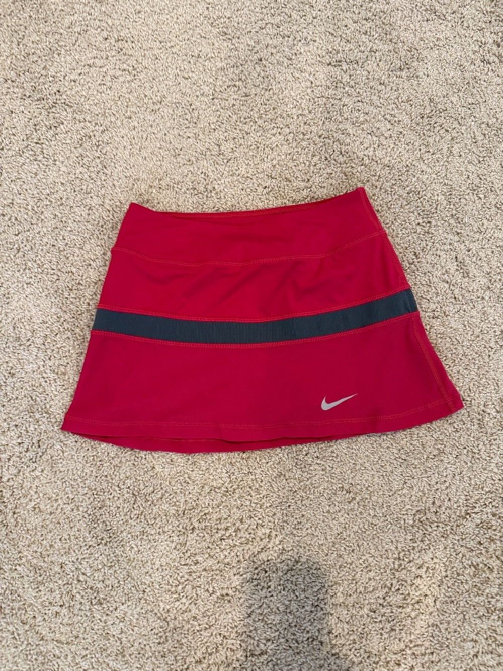 Nike Pink-Red A-Line Athletic Skort with Dark Stripe
